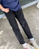 CLOR休闲裤子男秋冬款阔腿潮流纯棉舒适运动宽松直筒长裤CM01黑色XL 实拍图
