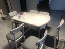 全友家居岩板餐桌小户型客厅家用可伸缩折叠实木腿吃饭圆桌椅子组合 岩板|功能餐桌+烟云软包餐椅*6 实拍图