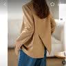 德玛纳奢感显瘦春秋西装领宽松长袖TR开衩西服外套女短款 卡其色 XL 实拍图