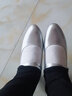 雅格燕新款舞蹈鞋中低跟跳舞鞋女广场舞鞋拉丁舞鞋子浅口单鞋交谊舞演出 银色 40 实拍图