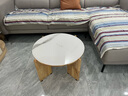 舒歌（SHU GE） 圆形茶几 客厅简约轻奢小圆桌 玻璃实木免漆茶桌小户型茶几桌 大理石纹桌面60cm(不含边几) 实拍图