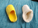 儿童棉拖鞋冬季加绒加厚可拆卸脚套防水防滑儿童男女可爱棉拖鞋 黄色【鸭子】 28.5 内长17cm，尺码偏小 实拍图