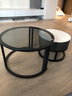 罗森（LUOSEN）圆形网红岩板茶几桌 客厅轻奢升级双杆玻璃岩板茶几组合 7050款1 实拍图