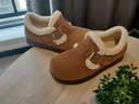ZHR勃肯鞋女冬季加绒真牛皮棉鞋女羊羔毛豆豆鞋女 AB55B 驼色 37  实拍图