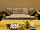 伊美源 新中式沙发垫套坐垫子防滑靠背巾四季通用客厅红木实木113沙发巾 吉祥-卡其 70*90（前后70左右90）一件 实拍图