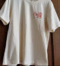 米子旗国潮风短袖t恤女2025新款夏季纯棉半袖宽松版情侣装男 红字6576左胸小 杏色 M 100-110斤 实拍图