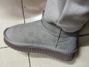 ZHR则则雪地靴女厚底冬季新款舒适防滑真牛皮东北棉鞋加绒加厚保暖面包靴 卡其色-GZ10 37 实拍图