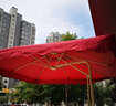 野人谷 户外遮阳伞庭院防晒伞室外大型沙滩太阳伞双顶摆摊伞保安岗亭伞 2.5m八股酒红色【十字架底座】 实拍图