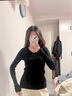 UR秋季新款女装简约基础百搭休闲修身V领针织衫UWB940008 正黑 S 实拍图