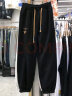 特大码女装 宽松大码300斤胖mm大码300斤休闲裤子女春秋夏冬季加绒束脚卫裤抽绳哈伦裤 黑色(常规款) 3XL 建议160-190 实拍图
