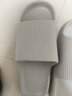 始丰始丰拖鞋男女夏浴室防滑静音拖鞋居家平跟软底条纹一字凉拖鞋女 灰色 45-46 实拍图