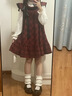 诗丹蕊甜莓樱桃红格纹套装裙春秋新款少女感新年战袍蝴蝶结背心连衣裙子 裙子+内搭 均码【可备注码数】 实拍图