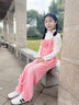 女童春装套装2026新款美式复古大童背带裤时髦秋夏季女孩两件套潮 粉色背带裤 140cm 实拍图