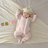 宝宝棉服秋冬季分体夹棉套装0一2月3婴儿冬装新生和尚服保暖衣服 H826软糯中厚蓝色 59 码 1-4个月宝宝 实拍图