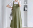 苒祺祺孕妇装夏装连衣裙假两件夏款2025新款宽松中长款裙子夏季薄款 卡其绿 M 实拍图