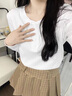 云皎螺纹白色长袖t恤女打底衫款春秋季内搭小清晰衫新修身上衣 白色 XL 120-130斤 实拍图