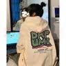 佘曼莱连帽卫衣女春秋季美式宽松慵懒风加绒上衣女装外套学生2023新款 杏色 L 实拍图