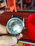 上海全自动机械表韩版时尚薄款双日历中老年夜光防水商务手表男士 瑞士精美腕表-黑面黑皮带 实拍图
