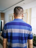 老爷车（LAOYECHE）夏季男短袖t恤翻领纯棉中年宽松商务休闲条纹POLO保罗衫服爸爸装 EK903-1Z蓝色 M 实拍图