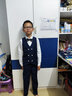 GOKU男童西套装秋季钢琴演出主持人西服儿童合唱服高端周岁男宝宝礼服 蓝色马甲+裤子+衬衫+领结胸花 140 （建议体重50-58斤） 实拍图