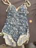 星昌旺分体裙式泳衣女露背性感显瘦遮肉夏泡温泉游泳纯欲风两件套 蓝色碎花泳衣两件套 均码 80-120斤 实拍图