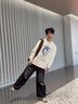 名创优品（MINISO）卫衣男春秋中国风潮牌宽松百搭无帽长袖男士秋冬款圆领休闲上衣服 白色(大银河鲸) L 175(体重120-140斤左右) 实拍图