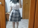 萝美酱jk制服夏季全套女生短裙学院风春秋JK裙百褶裙裙子半身裙套装显瘦 温柔格裙+短袖衬衫+领结 XS 【建议70-80斤】 实拍图