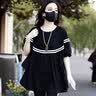哈夫朵大码女装夏季新款韩版宽松t恤女时尚洋气运动服胖人胖mm显瘦女装 1832黑色上衣【单件】 4XL 【建议170-190斤】 实拍图