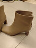 康莉（COMELY）瘦瘦靴短靴女冬季新款粗跟法式方头高跟时装靴 奶茶色 37 实拍图
