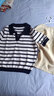 独束大码女装清凉感针织条纹短袖T恤女夏季新款微胖mm气质翻领上衣 黑白条纹 XL 实拍图