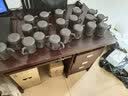 豪祥（HAOXIANG）紫砂茶杯茶水分离办公杯个人杯家用马克杯接待带盖过滤内胆泡茶杯 紫砂龙把办公杯-荷花 实拍图