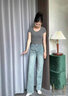 德莉娅2026年新款春季浅色阔腿牛仔裤女窄版百搭刺绣设计韩版直筒裤女裤 浅蓝色/九分 L (28) 【建议110-120斤】 实拍图