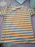欧贝汐条纹T恤女春夏季新款女装修身短款韩版女士打底衫上衣短袖女学生 橘色 S 实拍图