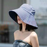 SOMUBAY遮阳帽女遮脸夏天太阳帽子大S同款防紫外线防晒帽双面日系渔夫帽 四季款【藏青_米色】帽檐11CM L（59-61cm） 实拍图