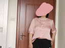 帕罗（PALUOPO）新中式国潮圆领短袖衬衫女24真丝春夏新款流苏盘扣缎面衬衣上装 粉色 XL(170/92A) 晒单实拍图