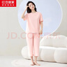 红豆居家纯棉睡衣女夏季抑菌短袖舒肤家居服芭菲粉170/92A 实拍图