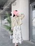 丝柏舍高腰半身裙夏装新款女小清新甜美碎花显瘦减龄中长裙 米色 均码 实拍图