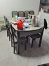 初屋 餐桌 岩板餐桌椅组合现代简约伸缩折叠圆桌家用小户型实木饭桌子 黑灰色-意大利灰岩板-实木椅 1.5m 一桌十椅 实拍图