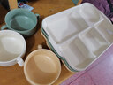 摩登主妇减脂分格餐盘减脂月子餐具一人食学生早餐盘儿童陶瓷快餐盘子 浅绿色（餐盘+双耳碗） 实拍图