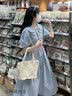 恋的法式连衣裙新款2026夏季女生裙子夏天学生少女高中初中生衣服长裙 韩版学院风蓝色 均码 实拍图
