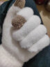 逐港 手套冬季女士可爱韩版加绒加厚骑车保暖防寒学生触屏毛绒手套冬天 米白色 晒单实拍图