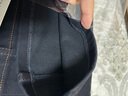 深呼吸DEEP BREATH女装撞色大口袋高腰直筒休闲加绒牛仔长裤女A100298 黑 XL (5) 实拍图