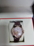 卡罗莱全自动机械表女士手表女表镶钻镂空精钢个性时尚商务防水潮流腕表 皮金粉酒红皮 实拍图