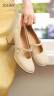 卓诗尼玛丽珍女鞋2024年春季新款配裙子珍珠单鞋女法式皮鞋粗跟高跟鞋女 米白色-6CM 37 实拍图