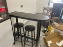思臣岩板吧台桌椅简约现代家用客厅餐吧桌阳台隔断靠墙高脚桌椅组合 黑腿黑板+黑金岩板/一头半圆 套餐/桌长120宽40高100+2圆凳 实拍图