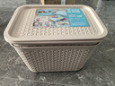 爱丽思（IRIS）收纳篮多功能收纳筐厨房卫生间塑料镂空藤编纹带盖储物口罩收纳盒 L号（42*29*26cm)米色 实拍图