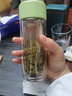 富光玻璃杯女双层隔热迷你小号容量透明花茶水杯子 绿色180ml 实拍图