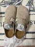 东园物作软木拖鞋真皮休闲日系时尚百搭外穿防滑情侣款Boston半包勃肯鞋 浅灰色 36 正码 实拍图