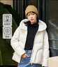 森马（Semir）轻松羽绒|90鸭绒羽绒服女冬季短款宽松花苞连帽甜美三防保暖外套 奶白（白鸭绒）10501 XS 实拍图