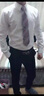 OMAX衬衫男长袖修身韩版青年西服衬衣正装商务休闲秋季西装男士弹力白衬衣 白色 （115斤左右）M/38 实拍图